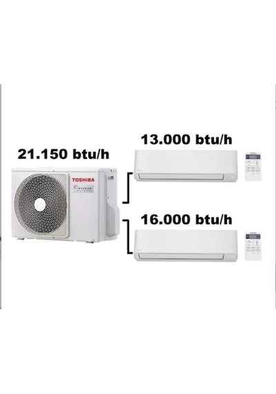 Toshiba 2M 12.000 Btu/H 17.000 Btu/H  Multi Split Inverter Klima