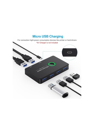 Usb 3.0 Anahtarı, 2'si 4 Arada 2 Bilgisayar Paylaşımı 4 Bağlantı Noktalı Usb Kvm Switcher Hub Pc Mouse Klavye Yaz