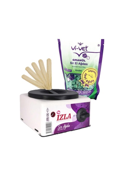 Izla Sir Ağda Makinesi + 250g Pudralı Soyulabilen Boncuk Ağda + Spatula Seti & Waxing Machine
