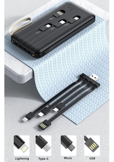 Digital Göstergeli 4 Çıkışlı Fenerli Standli 20.000 Mah Powerbank
