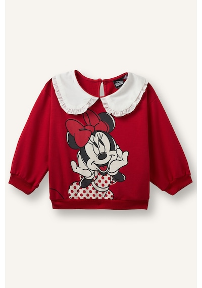 Defacto Disney Minnie Mouse Baskılı Fırfırlı Bebe Yaka Regular Fit Sweatshirt Kız Bebek I2157a526aurd70 Kırmızı-rd70