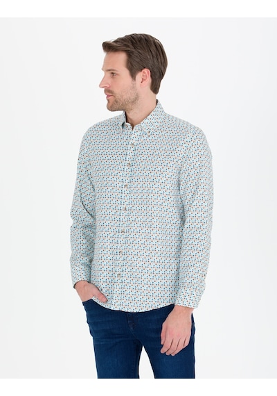 Pierre Cardin Erkek Aqua Desenli Gömlek 50264910-vr007 Mavi