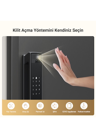 Ezviz Y3000fvp Plus, Aktif İnterkom Akıllı Kapı Kilidi Parmak İzi - Uygulama - Şifre - Kart - Yüz Tanıma - Avuç İçi Okuma Akıllı Otomatik Wifi Kapı Kiliti Ezviz Y3000fvp Plus, Aktif İnterkom Akıllı Kapı Kilidi Parmak İzi - Uygulama - Şifre - Kart - Yüz Tanıma - Avuç İçi Okuma Akıllı Otomatik Wifi Kapı Kiliti