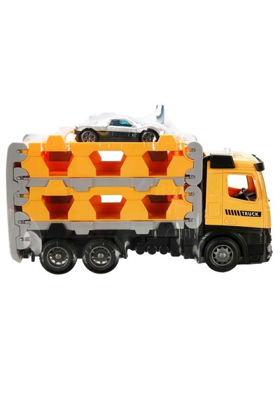 Maxx Wheels Sürtmeli Taşıyıcı Kamyon Fırlatıcılı Araçlı Açılıp Kapanabilen Taşıyıcı Tır Sarı