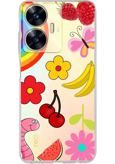 Realme C55 İle Uyumlu Water Color 5 Kamera Korumalı Şeffaf Kılıf Şeffaf