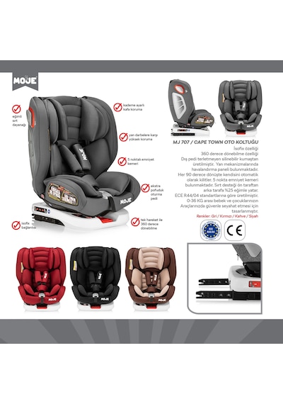 Moje MJ 707 Cape Town 0-36 Kg 360° Dönebilen Isofix'li Oto Koltuğu