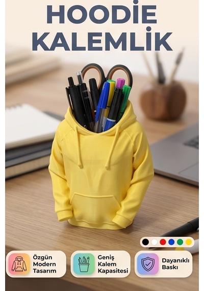 Hoodie Tasarımlı Dekoratif Kalemlik Sarı