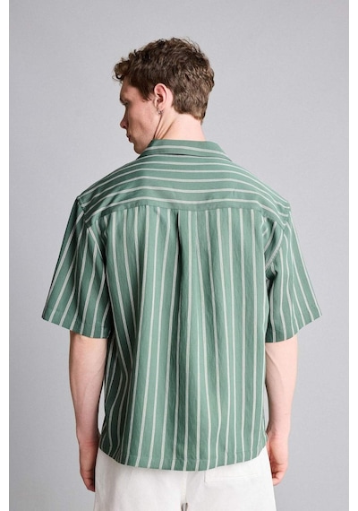 Defacto Boxy Fıt Apaş Yaka Kısa Kollu Gömlek H3965ax26smgn829 Yeşil-gn829