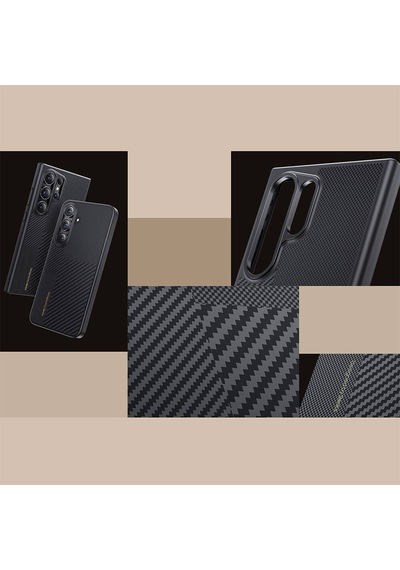 Galaxy Uyumlu  S24 Kılıf Magsafe Şarj Özellikli Karbon Fiber Benks Montage Hybrid Armorpro Kevlar Kapak