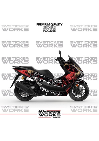 Honda Pcx Kaplama Sticker Death Design Motor Kaplama Modeli Hazır Kit 2025 Uyumlu Siyah