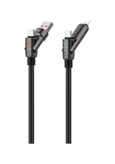 Nb-295 Işıklı Göstergeli Hızlı Şarj Data Kablosu - 4'ü 1 Arada Metal Başlıklı