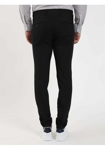 Dufy Siyah Erkek Ekstra Slim Fit Melanj Desenli Klasik Pantolon - 103484-siyah Siyah