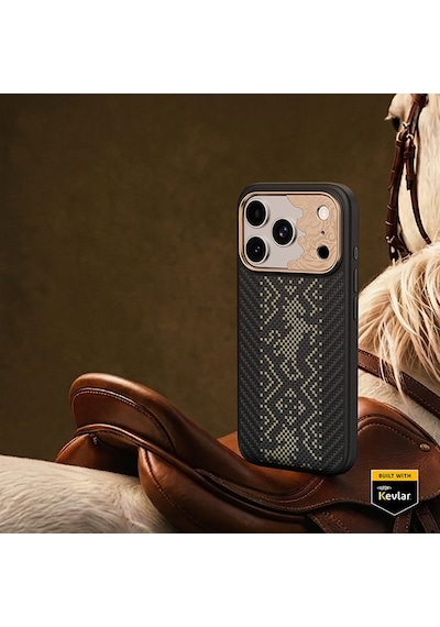 Apple iPhone Uyumlu 17 Pro Max Kılıf M-safe Şarj Özellikli Karbon Fiber Benks Knight Armorpro Kevlar Kapak Siyah