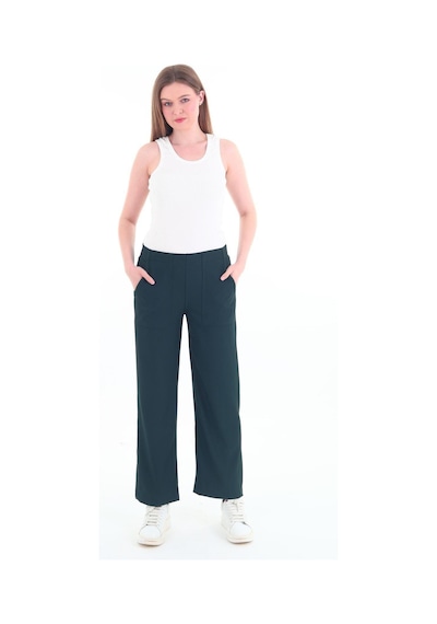 Rich Kadın Yüksek Bel Bol Paça Haki Pantalon Çok Renkli