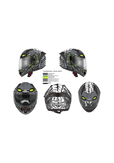 M-801Snake Zombıes White Kask Gri - Siyah - Yeşil