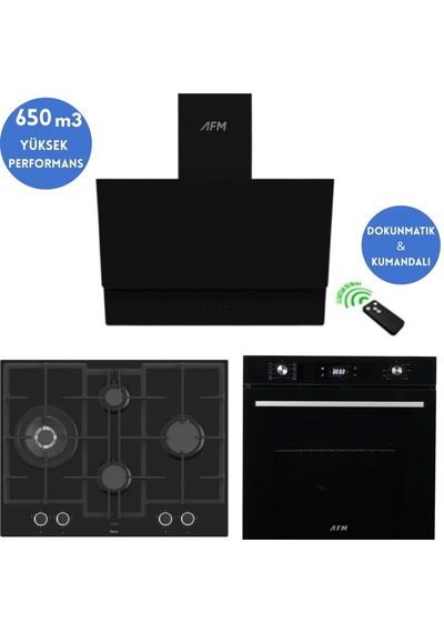 Afm Tech Ve Ferre Modeo Turbolu Siyah Dijital ED075-WFA WOK + FM7700 + FM3400 Ankastre Set