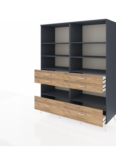 Kronos Gardrop 8 Raflı 6 Çekmeceli 176x59x221 Antrasit-antrasit/çam Antrasit/çam Kronos Gardrop 8 Raflı 6 Çekmeceli 176x59x221 Antrasit-antrasit/çam Antrasit/çam