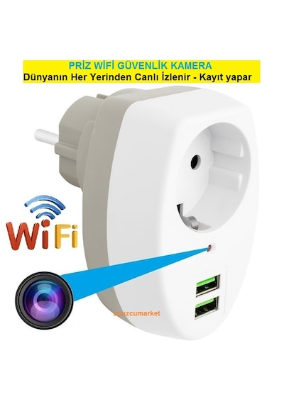 Priz Wifi Ev Güvenlik Kamerası Dünyanın Heryerinden Canlı Izlenir+kayıt