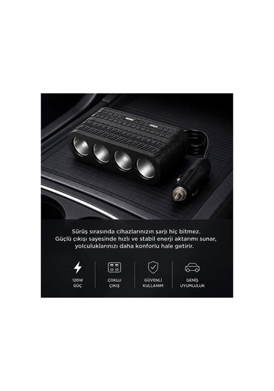4 Port Araç Çakmak Çoklayıcı 2 Usb+type-c Şarj Girişli Çakmak Çoklayıcı