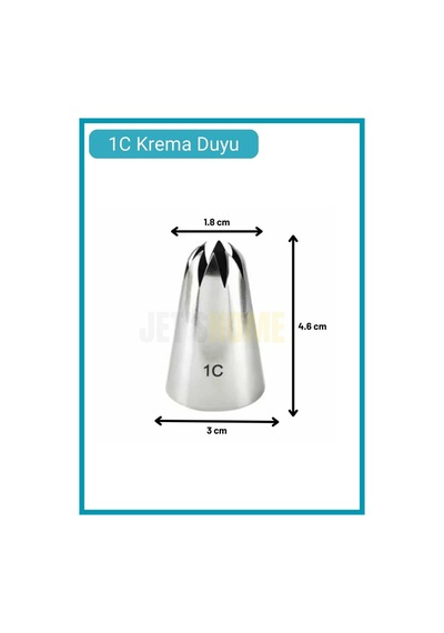 1c Kapalı Yıldız Desen Krema Duyu Büyük Boy Pasta Duyu Paslanmaz Çelik Krema Torbası Ucu 3.0x1.8x4.6 Cm Metalik Gri