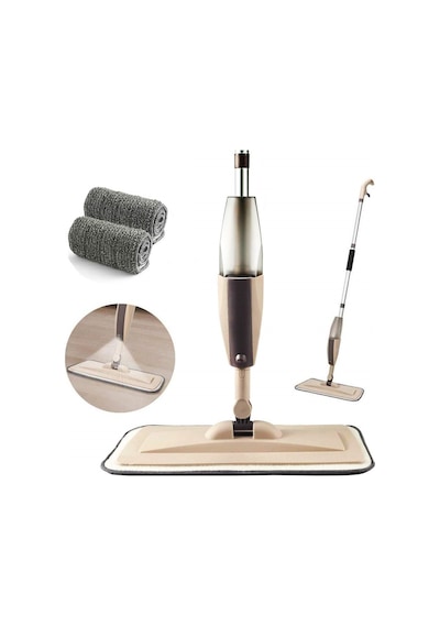 Microfiber Bezli Deterjan Hazneli Sprey Mop Bej