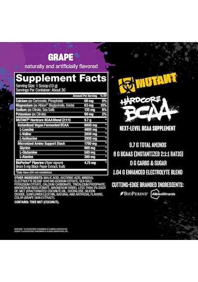 Mutant Hardcore Bcaa - Pre Intra Or Post Workout Hydration + Reco