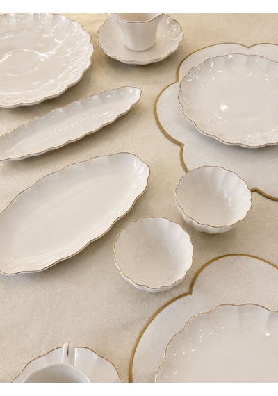 29 Parça Flower Gold Kahvaltı Takımı-5969 Beyaz