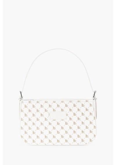Housebags Kadın Desenli Beyaz Tokalı Çanta 208 Logo Desenli Beyaz