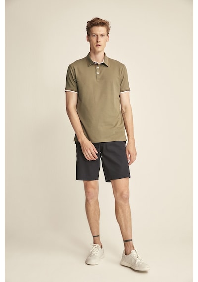 Grımelange Noah Erkek Haki Polo Yaka Slim Fit T-shirt