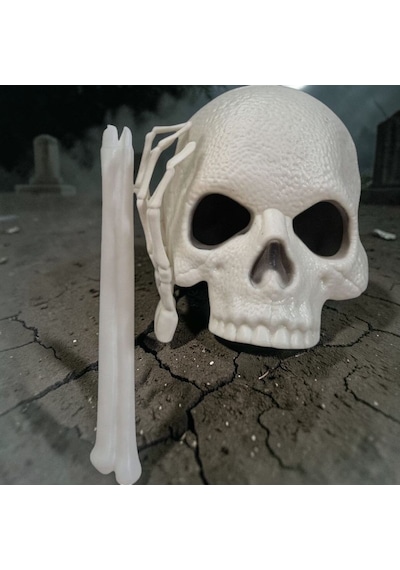 Yüksek Kalite Tutmalı Beyaz Kuru Kafa Maskesi 44x17 Cm Cadılar Bayramı Korku Maskesi Halloween Mask