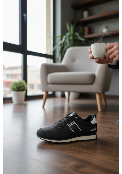 Enoch Erkek Deri Görünümlü Retro Spor Ayakkabı - Günlük Klasik Sneaker Siyah - Beyaz Enoch Erkek Deri Görünümlü Retro Spor Ayakkabı - Günlük Klasik Sneaker Siyah - Beyaz
