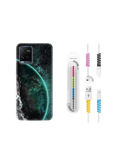 Vivo V21E Kılıf Kablo Koruyuculu Green World 1856