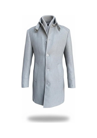 Plus Scorpion Erkek Slim Fit Kaşe Kaban Çıkarılabilir Ribanalı Fermuarlı Yaka, S Xxl Gri