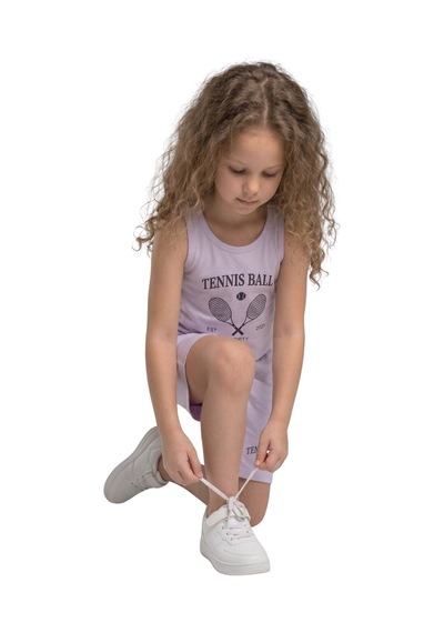 New Kids Kız Takım Çocuk Sıfır Kol Lila Tennis Baskılı Kız Takım -91208