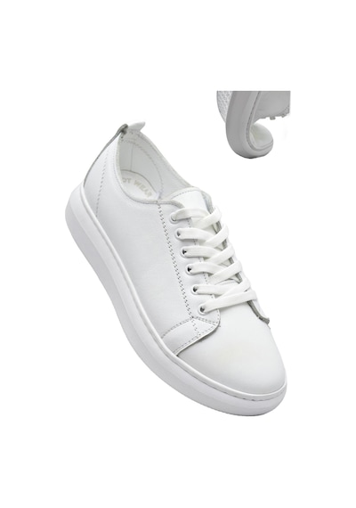 764 Full Ortopedik Taban Hakiki Deri Günlük Kadın Ayakkabı Kadın Sneakers Beyaz