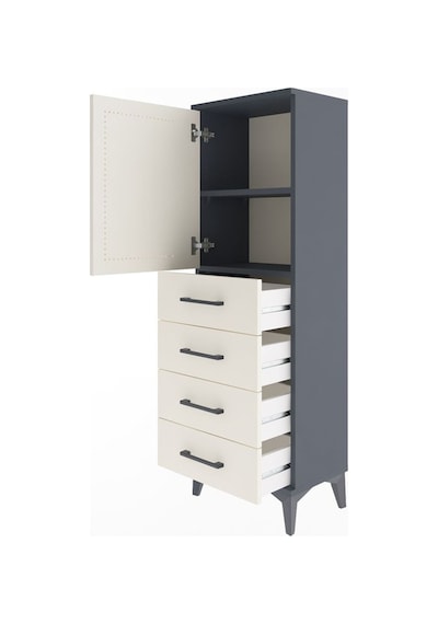 Arges Dolap 2 Raflı 4 Çekmeceli Tek Kapaklı 44x30x134 Antrasi... Antrasit