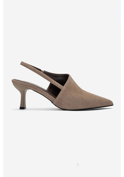 Luvishoes Yarel Vizon Süet Kadın Topuklu Ayakkabı