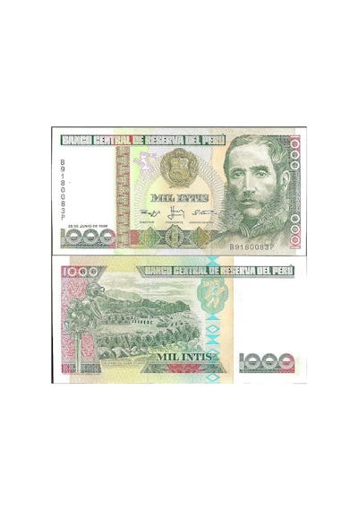 Peru 1000 Intıs 28 Haziran 1988. Chımor İmparatorluğu Antik Chan Chan Kenti Temalı. Çil.