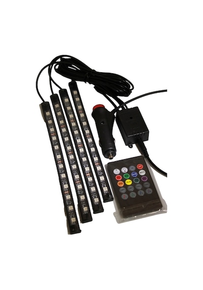12 Ledli Ayak Altı Led Lamba Kumandalı Araç İçi Aydınlatma Sese Ve Müziğe Duyarlı Led Işık Rgb