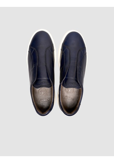 Cabani Lacivert Hakiki Deri Slip-on Sneaker Ayakkabı Lacivert