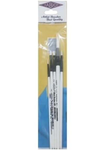 5'li Karışık Sentetik Akrilik Fırça Seti, Yağlı Boya İçin, 2.5mm Genişlik, 15cm Sap Uzunluğu, 6 Parça, Standart Boy