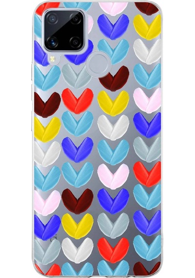 Realme C15 İle Uyumlu 1mm Slim Fit Water Color 1 Baskılı Şeffaf Kılıf