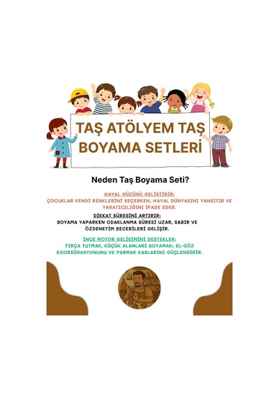 Prenses Temalı Taş Boyama Seti 3 Figür + 3 Renk Boya + Fırça Çocuk Hobi Etkinlik