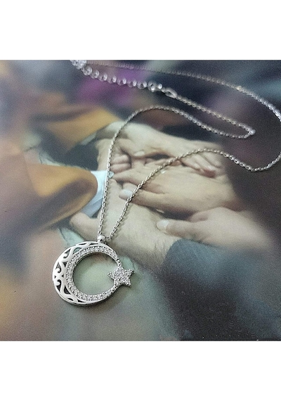 Modahilye 925 Ayar Gümüş Ayyıldız Kolye Gümüş