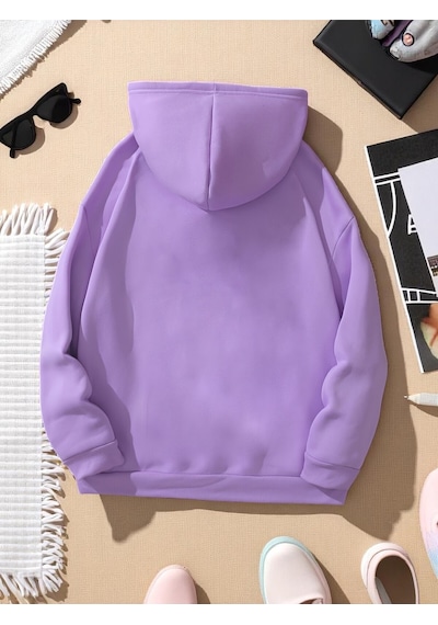 Uyguntarz Unisex Born To Read Baskılı Oversize Sweatshirt Lila