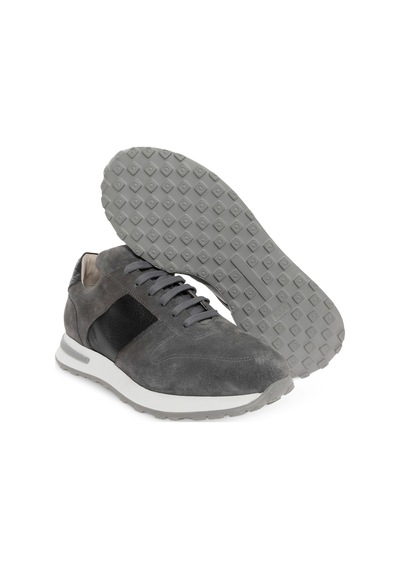 Cacharel Gri Eva Taban %100 Deri Sneaker Ayakkabı
