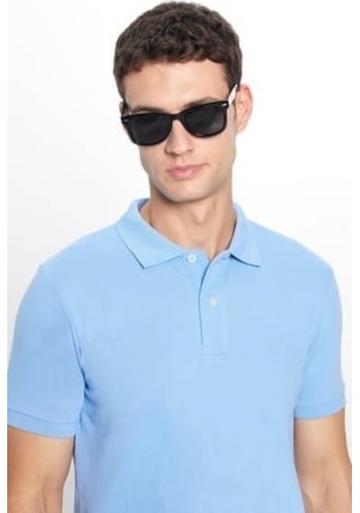Tudors Erkek 5'li Paket Siyah-yeşil-kahverengi-mavi-vizon Slim Fit Dar Kesim Pamuklu Düz Pike Polo Yaka Tişört-51194 Çok Renkli