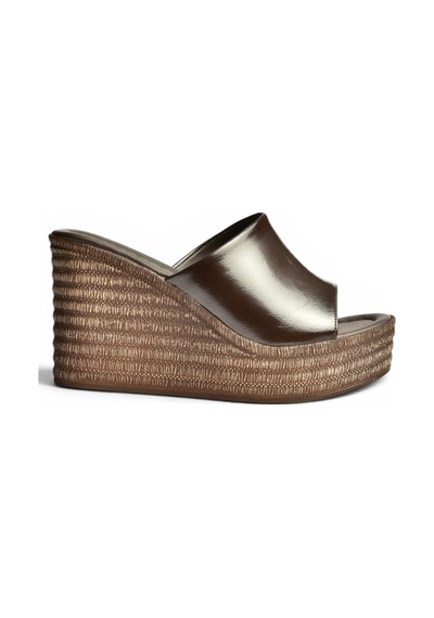 Fox Shoes Y996559960 Kahverengi Rustik Dolgu Tabanlı Kadın Terlik