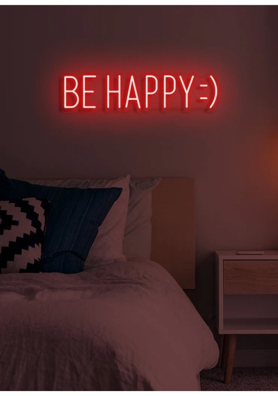 Be Happy : Yazılı Neon Tabela Kırmızı