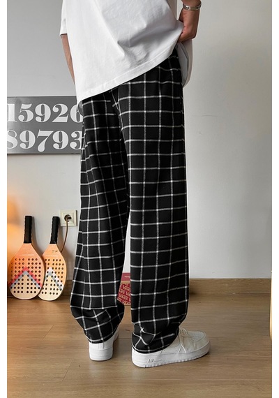 Flaw Beli Lastikli Ekose Desenli Pijama Siyah Siyah